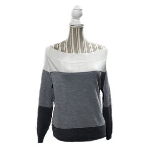 Off The Shoulder Color Block Knit Top